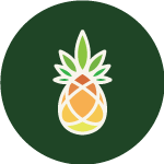 colorful pineapple logo with green background