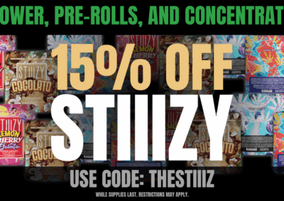 15% off STIIIZY Flower, Pre-Rolls, & Concentrates