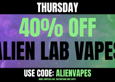 Thursday: 40% off Alien Labs Vapes